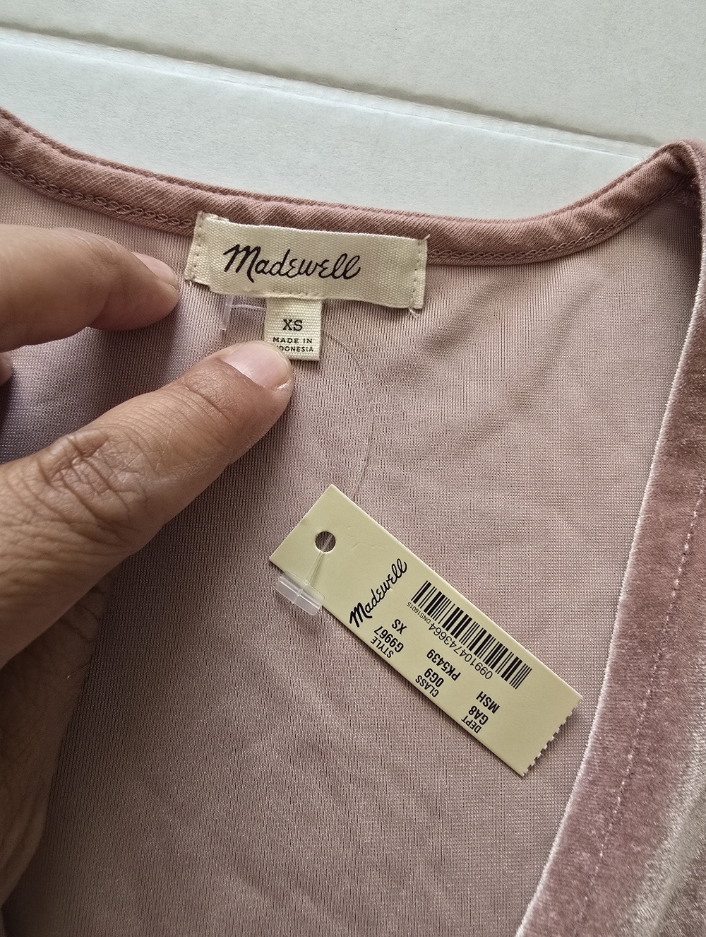 NWT Madewell Pink Velvet Overlapping Bodysuit Size XS - Picture 5 of 11
